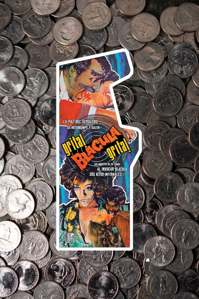 Grita, Blacula Grita cabinet art on a field of quarters