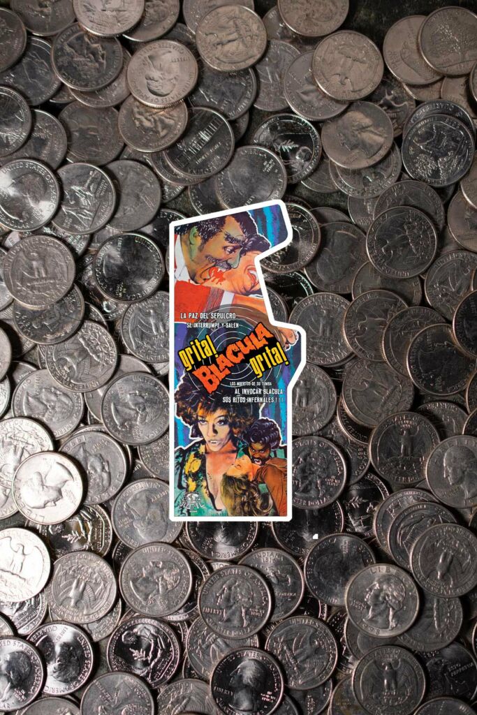 Grita, Blacula Grita cabinet art on a field of quarters