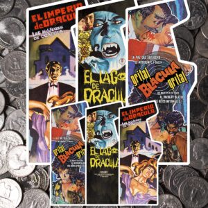 6 Arcade Stickers on a field of quarters